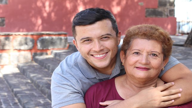 Young man with mother image